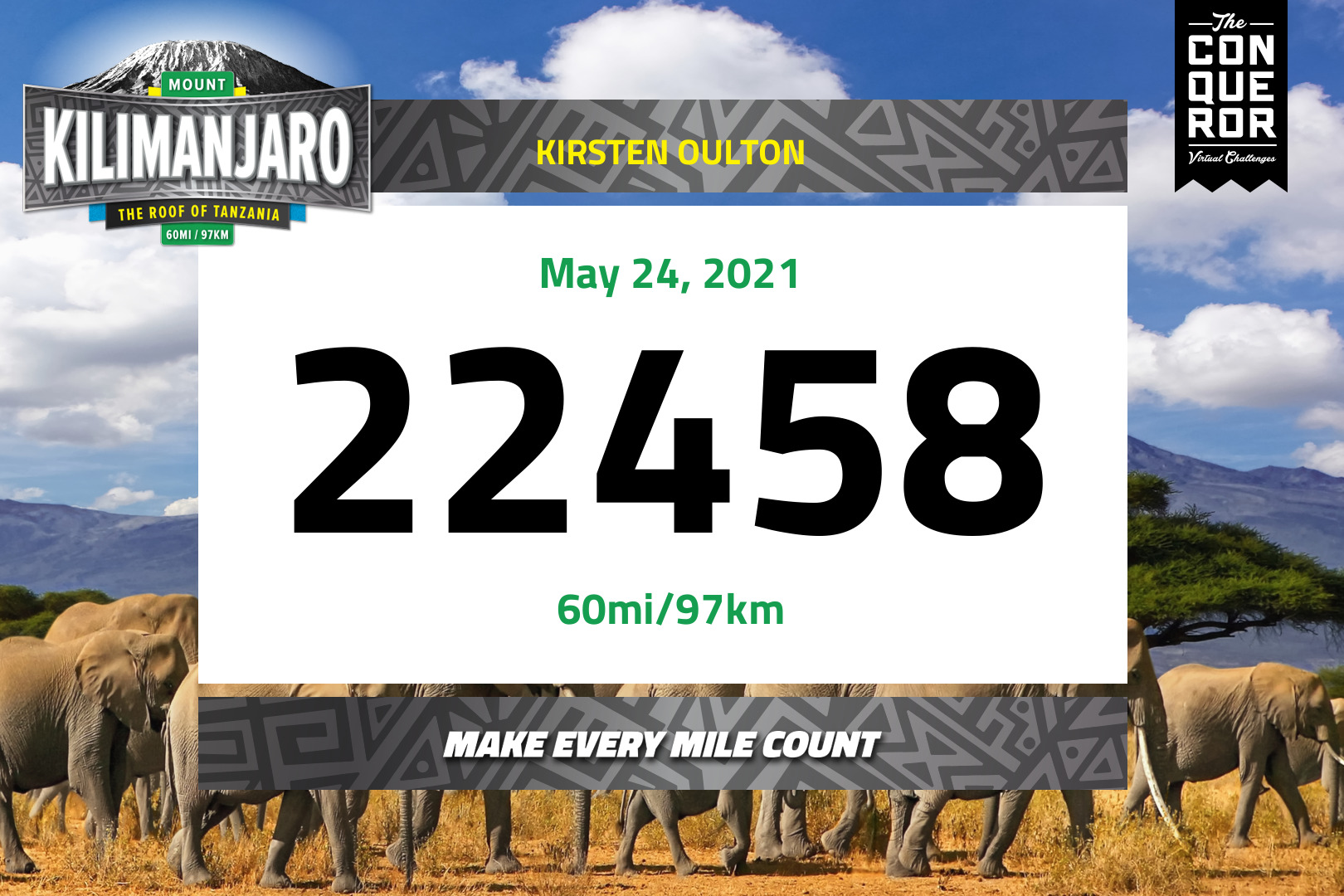 Kilimanjaro Race Bib